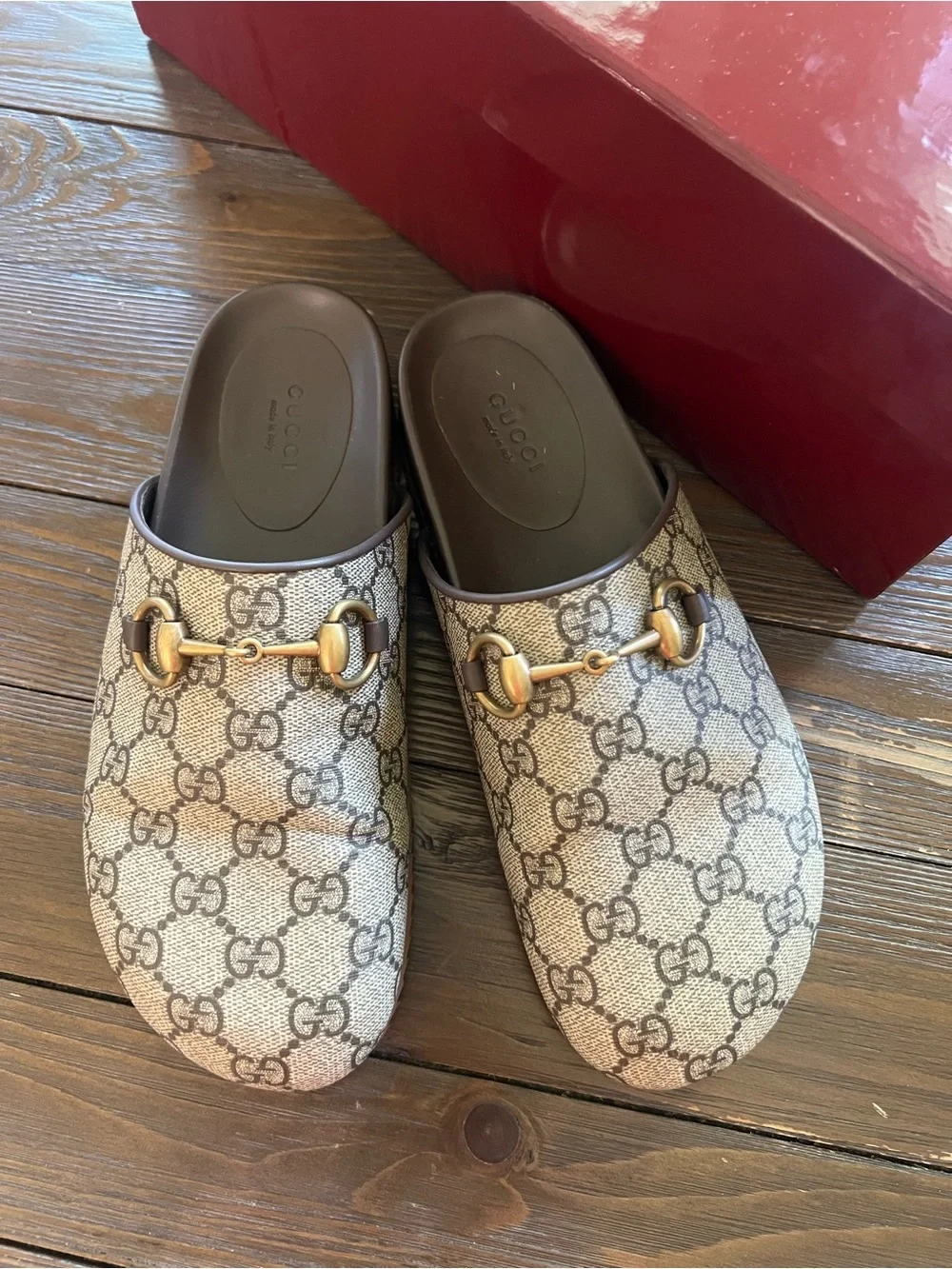 Like New Gucci Horsebit Princetown Mule Slides GG Supreme Canvas Size 36🤎 - Picture 2 of 6